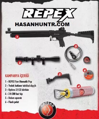 Kampanyalı Hatsan REPEX Tactical Yarı Otomatik PCP Havalı Tüfek (ULTIMATE COMBO)