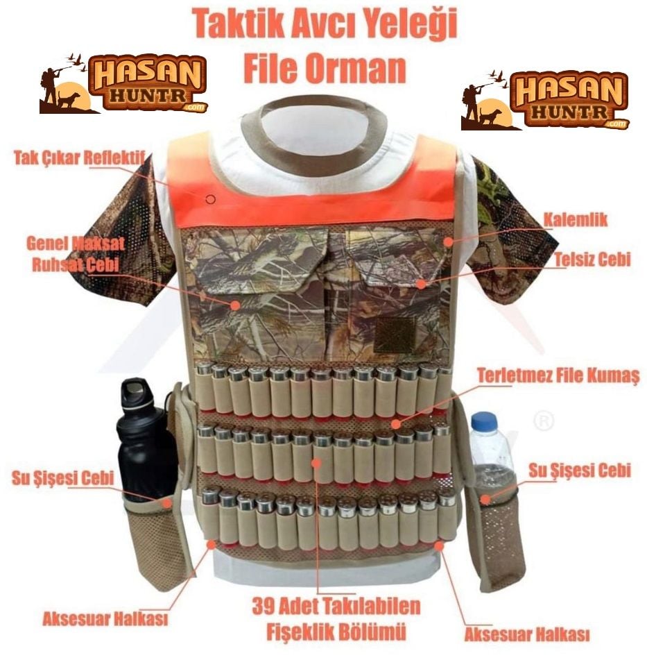 YENİ AV YELEĞİ FİŞEKLİKLİ TURUNCU AV YELEĞİ