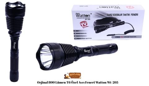 Orjinal 800 Lümen T6 Özel Avcı Feneri Watton Wt-205