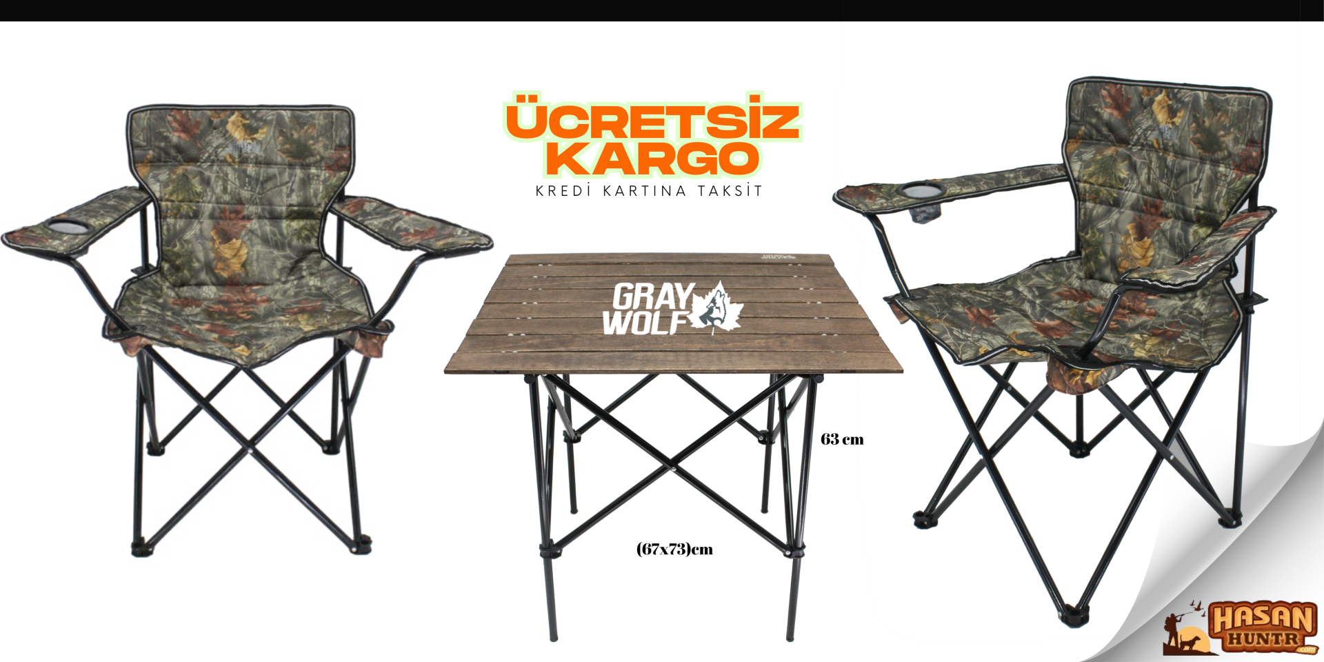 GRAY WOLF KAMP SETİ 2 SANDALYE 1 MASA