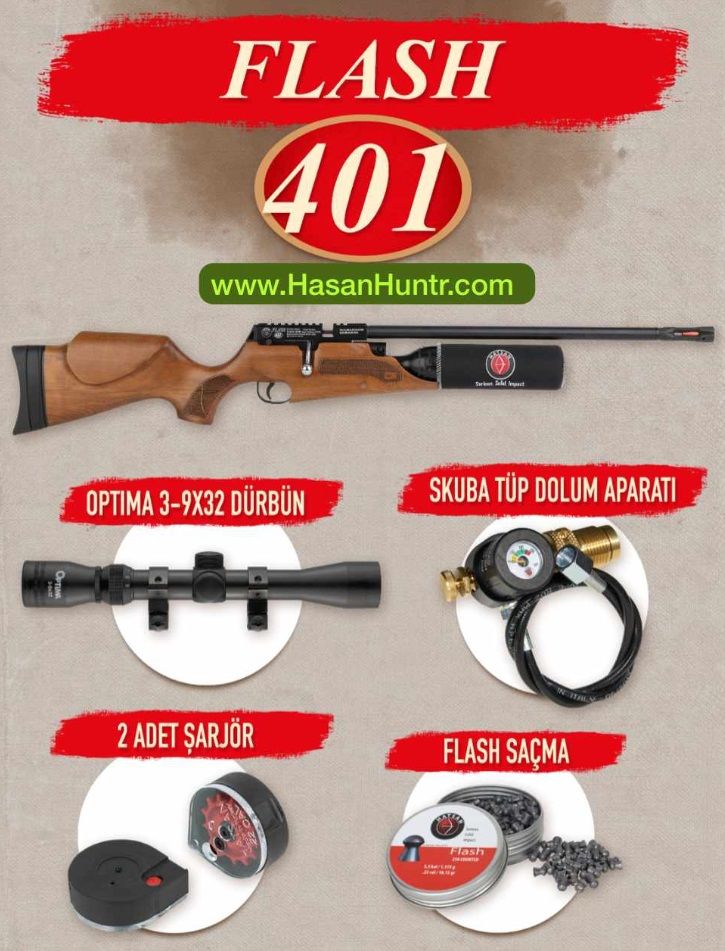 Hatsan Flash 401 W PCP Havalı Tüfek, 5.5mm Combo